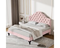 MODFU Polsterbed 140x200 cm – Velvet beige met hydraulische opbergruimte – 2 laden & verstelbaar hoofdeinde – Luxe