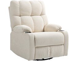 MODFU - Relaxfauteuil - Draaibaar - Schommelstoel - Beige - Stof - Metaal