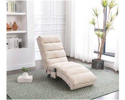 MODFU - Relaxligstoel - Volledige Lichaamsondersteuning En Trilfunctie - Modern - Voor Woonkamer Of Slaapkamer - Linnen - Beige