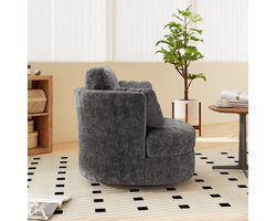 MODFU Ronde Draaifauteuil - 360° Draaibare Lounge Stoel / Loveseat incl. Kussens - Chenille - Grijs