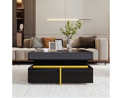 MODFU Salontafel hoogglans wit met lades en gouden accenten, moderne woonkamer tafel