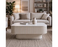 MODFU Salontafel - Verborgen Opbergruimte - Modern - MDF - Crème - 98 X 60 X 35 Cm