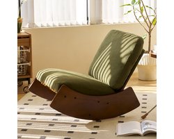 MODFU - Schommelstoel - Ergonomisch - Soepele Schommelbeweging - Retro - Stof En Hout - Groen