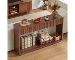 MODFU Sidetable Met 2 Lades En Open Vak - Modern - Hal - MDF - Walnootkleur - 150 Cm