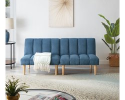 MODFU Slaapbank - 3-Voudig Verstelbare Rugleuning - Uitklapbaar - Modern - Voor Woonkamer Of Werkkamer - Ribfluweel - Blauw - 167 Cm