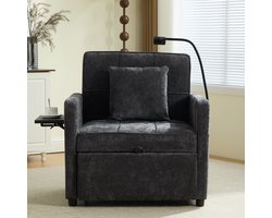 MODFU - Slaapfauteuil - 2-In-1 En 5-Standen Verstelbaar - Modern - Chenille - Donkergrijs - 167 X 79 X 83 Cm