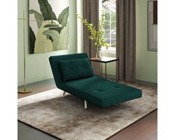 MODFU - Slaapstoel - 3-In-1 Met Verstelbare Rugleuning - Voor Logeerkamer - Polyester - Donkergroen - 77 X 88 X 83 Cm