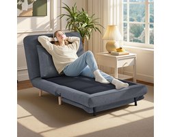 MODFU - Slaapstoel Met Bedfunctie - 3-In-1 En Verstelbare Rugleuning - Modern - Voor Logeerkamer - Polyester - Grijs - 191 X 95 Cm