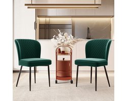 MODFU Stoel per stuk, gestoffeerd met velvet stof, metalen poten, ergonomisch en modern ontwerp