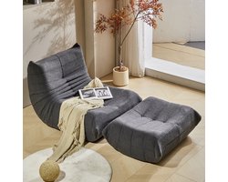 MODFU Teddy Fluweel 2-Zits Lounge Sofa – 112x189x82 cm – Ergonomisch & comfortabel – Lichtgewicht & verplaatsbaar – Gezinsvriendelijk – Grijs