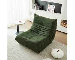 MODFU Teddy Fluweel Bean Bag Sofa 110x85x79 cm, Comfortabel & Ergonomisch, Hoogwaardig Schuim, Lichtgewicht en Verplaatsbaar, Groen