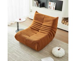 MODFU Teddy Fluweel Bean Bag Sofa - 2-zits Lounge Bank - 110x85x79 cm - Ergonomisch & Lichtgewicht - Zachte Bekleding - Geschikt voor Woonkamer - Oranje