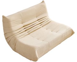MODFU Teddy Fluweel Lounge Sofa – 149 cm – Ergonomische relaxbank met hoogwaardig schuim – Lichtgewicht & verplaatsbaar – Zacht & comfortabel – Beige