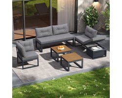 MODFU - Tuinmeubelset - Verstelbare Rugleuning En Ligfunctie - Modulair - Voor Tuin En Balkon - Polyester - Donkergrijs
