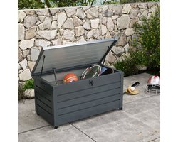 MODFU - Tuinopbergbox - Verrijdbaar En Afsluitbaar - Voor Tuin - Staal - Donkergrijs - 120 x 62 x 66 cm