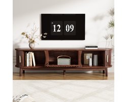MODFU TV-meubel 165 x 39,5 x 46 cm van MDF, retro bruin met schuifdeuren en neerklapbare deur, met opbergruimte