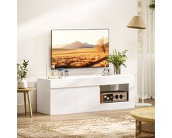 MODFU - TV-Meubel - 2 Deuren, Open Vak En Soft-Close - Modern - Wit - 140 Cm