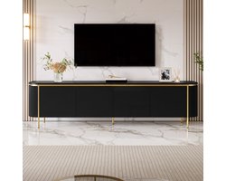 MODFU TV-Meubel - 6 Deuren - Kabeldoorvoer - MDF - Zwart - 180 X 38 X 46 Cm