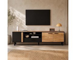 MODFU Tv-Meubel - Met Schuiflade - Zwart Hout