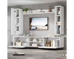 MODFU - TV-Meubelset - Staand En Hangend - Strak - Woonkamer - Spaanplaat - Wit