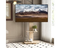 MODFU - Tv-Standaard Op Wielen - In Hoogte Verstelbaar En Vergrendelbare Wielen - Modern - MDF En Metaal - Naturel - Voor Woonkamer Of Kantoor