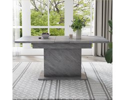 MODFU - Uitschuifbare Eettafel Met Opbergruimte - Multifunctioneel - Modern - Spaanplaat En Metaal - Grijs