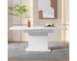 MODFU Uitschuifbare eettafel met opbergruimte, wit - ruimtebesparend en multifunctioneel