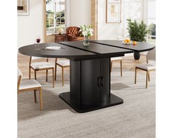 MODFU - Uitschuifbare Eettafel - Ruimtebesparend En Veelzijdig - Modern - MDF - Zwart - 118-158 X 118 X 76 Cm