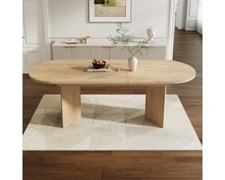 MODFU - Uitschuifbare Eettafel - Verlengbaar - Afgeronde Hoeken - Modern - Eetkamer - MDF - Eikenkleur