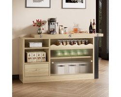 MODFU Uittrekbare klaptafel met opbergruimte, ruimtebesparend design, hout/zwart