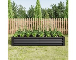 MODFU Verhoogde Plantenbak – Open Bodem & Gegalvaniseerd Staal – 180x91x30 cm – Voor Tuin, Terras & Balkon – Zwart – Duurzaam Metaal