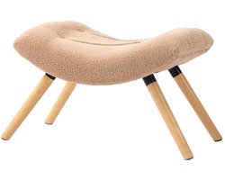 MODFU Voetenbank 67x45x38 cm van polyester, gestoffeerd Berberfleece, bruin