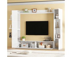 MODFU - Wandmeubel Met Tv-Meubel En Opbergruimte - Modern - Voor Woonkamer - MDF - Wit - 228 X 30 X 170 Cm