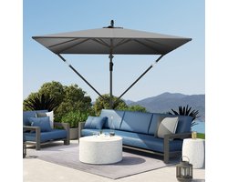 MODFU - Zweefparasol - 360° Draaibaar En Kantelbaar - Met Slinger - Met Hoes En Windbestendige Koorden - Metaal - Grijs - 295 X 250 X 235 Cm