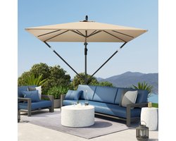 MODFU Zweefparasol - 360 Graden Draaibaar En Kantelbaar - Met Zwengel, Beschermhoes En Windvaste Koorden - Polyester - Kaki - 295 X 250 X 235 Cm