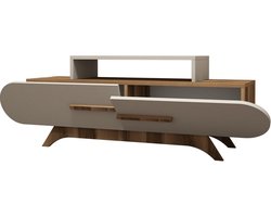 Modieus 100% Melamine TV-meubel | Woody | 18mm x 145cm x49 | Walnoot Crème