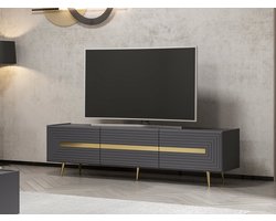Modieus Woody TV-meubel - Antraciet Goud - Emob - TV-meubel - Antraciet - Melamine; Spaanplaat