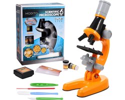 Modito Microscoop Voor Kinderen - Microscoop Junior - Educatief Speelgoed - LED Verlichting - Kinder Speelgoed - Oranje