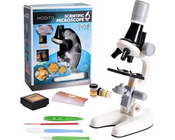 Modito Microscoop Voor Kinderen - Microscoop Junior - Educatief Speelgoed - LED Verlichting - Kinder Speelgoed - Wit