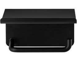 Modo Toiletrolhouder Met Plateau Black | Zwart | Staal