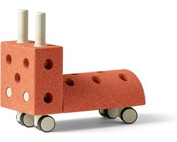Modu Activity toy Tiny Ride - Loopwagen baby - Looptrainer - Loopauto - zachte blokken - Burnt Orange / Dusty Green