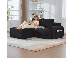 Modulair bank voor 2 Personen met 2 Hockers – Vrij Combineerbaar, Inclusief DrankHouders & Opbergvak