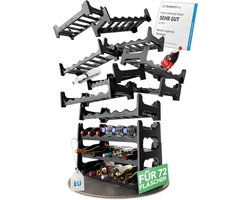 Modulair flessenrek voor 72 wijnflessen - Stapelbaar wijnrek van kunststof, zwart, gerecycled, uitbreidbaar, robuust - ideaal voor wijnopslag in kelders, restaurants en thuis, drankenkast