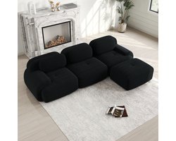 Modulair hoekbank - driezitsbank - frameloze bank - ergonomische extra brede armleuning - corduroy - zwart