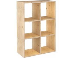 Modulair Kubusrek - Zeshoekige Kast - Flexibel Opbergen - Natuurlijk Ongelakt Hout - 105 cm Hoog