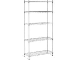 Modulair metalen rek met 5 planken, 150 kg draagvermogen, 35 x 55 x 150 cm
