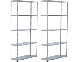 Modulair Metalen Rek met 5 Planken - Sterk en Verstelbaar, 200 kg, 180 x 30 x 70 cm - Set van 2