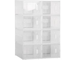 Modulair rekkensysteem met 8 vakken - insteekbare rekken - 25 cm x 35 cm x 19 cm - transparant