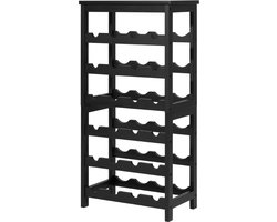 Modulair wijnrek voor 24 flessen, vrijstaand wijnrek van bamboehout met 6 lagen en tafelblad, ideaal voor keuken, kelder, bar, eetkamer of woonkamer (zwart)