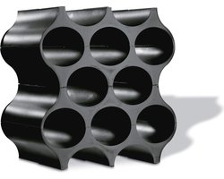 Modulair Zwart Flessenrek voor Wijn - Set van 4 Uitschuifbare Rekken